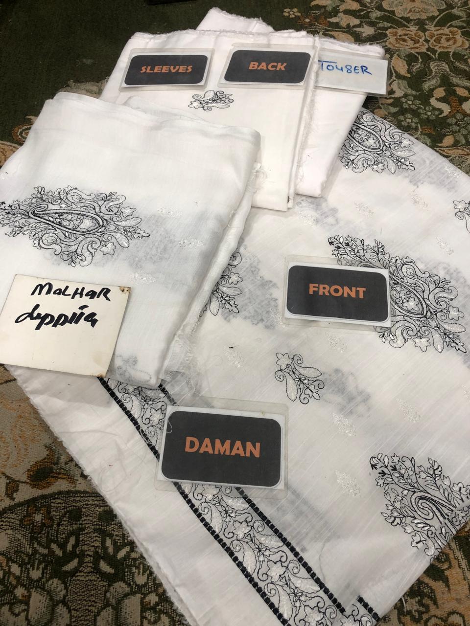 Premium Self Lawn White Suit | Heavy Embroidery Front & Malhar Dupatta
