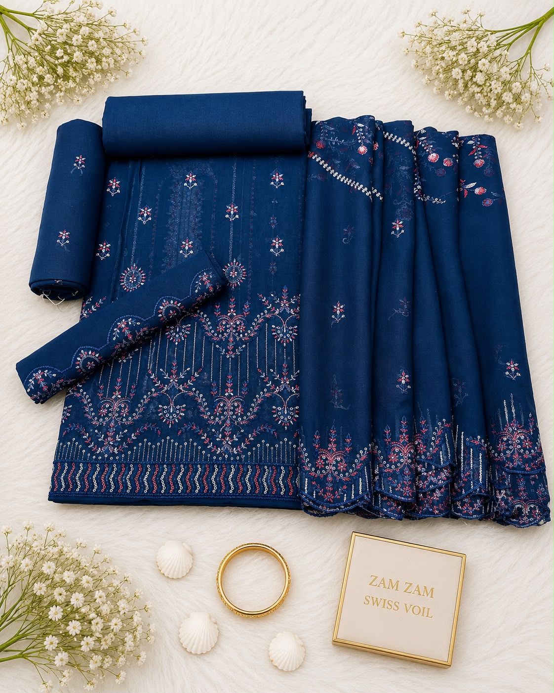 ZUM ZUM Luxury Embroidered Swiss Voile Suit 2026 | Summer Special ZUM ZUM FABRIC
