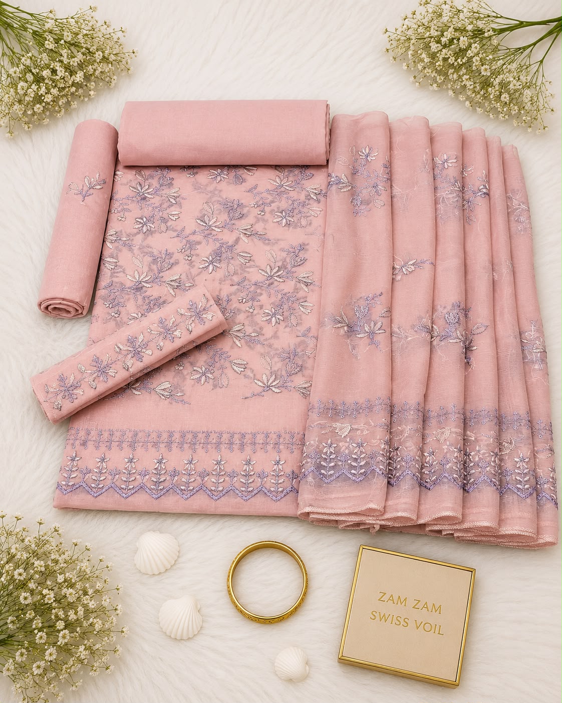 ZUM ZUM Luxury Embroidered Swiss Voile Suit 2026 | Summer Special ZUM ZUM FABRIC