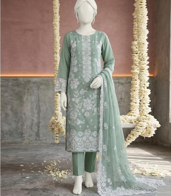 Elegant Maroon Swiss Suit with Shimmering Sitara Boring Work